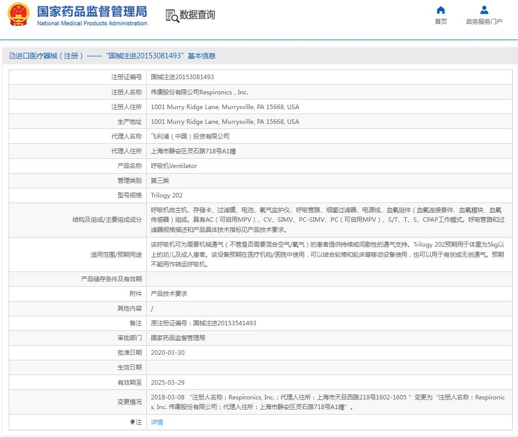 飛利浦偉康Trilogy 202呼吸機 飛利浦偉康Trilogy 202呼吸機